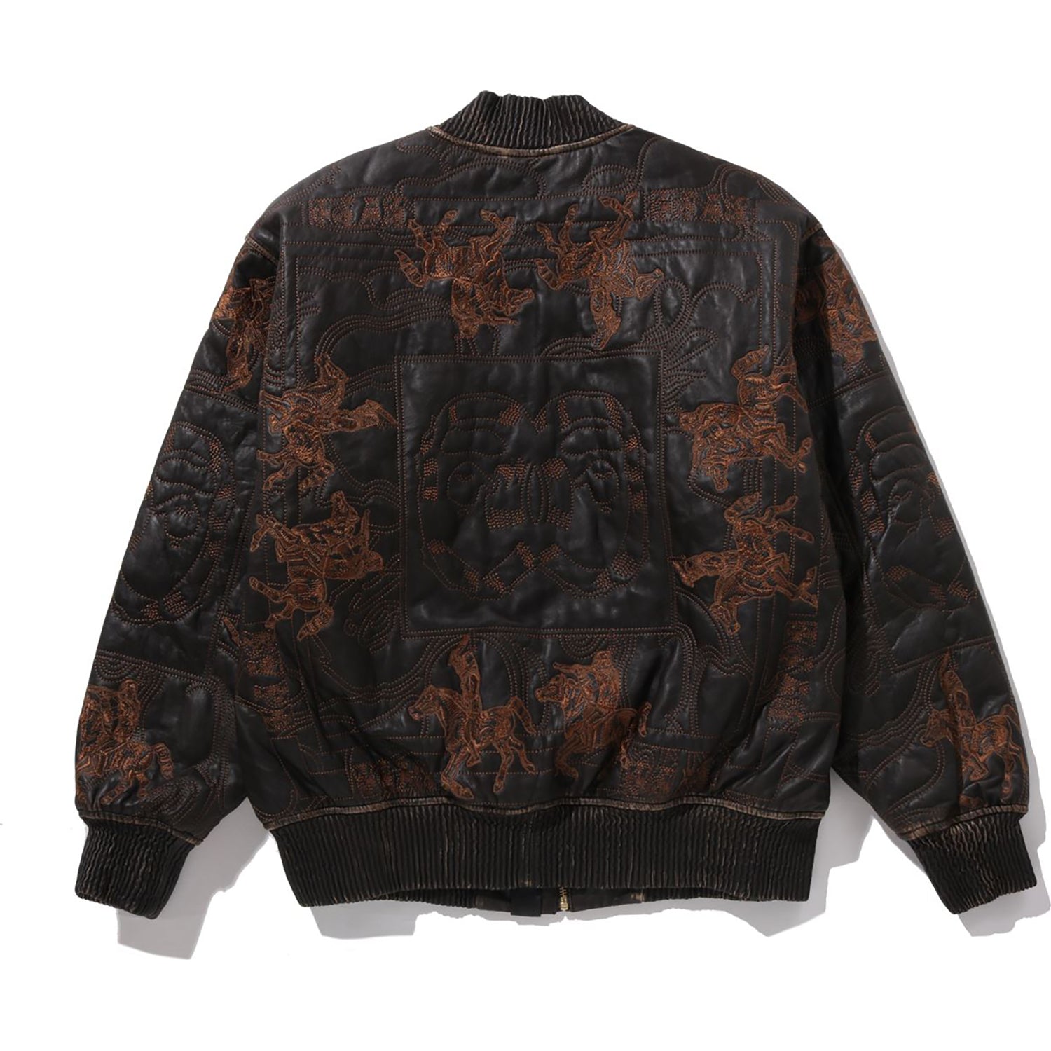 MULTI LOGO QUILTED LEATHER BOMBER JACKET MENS - Image 2