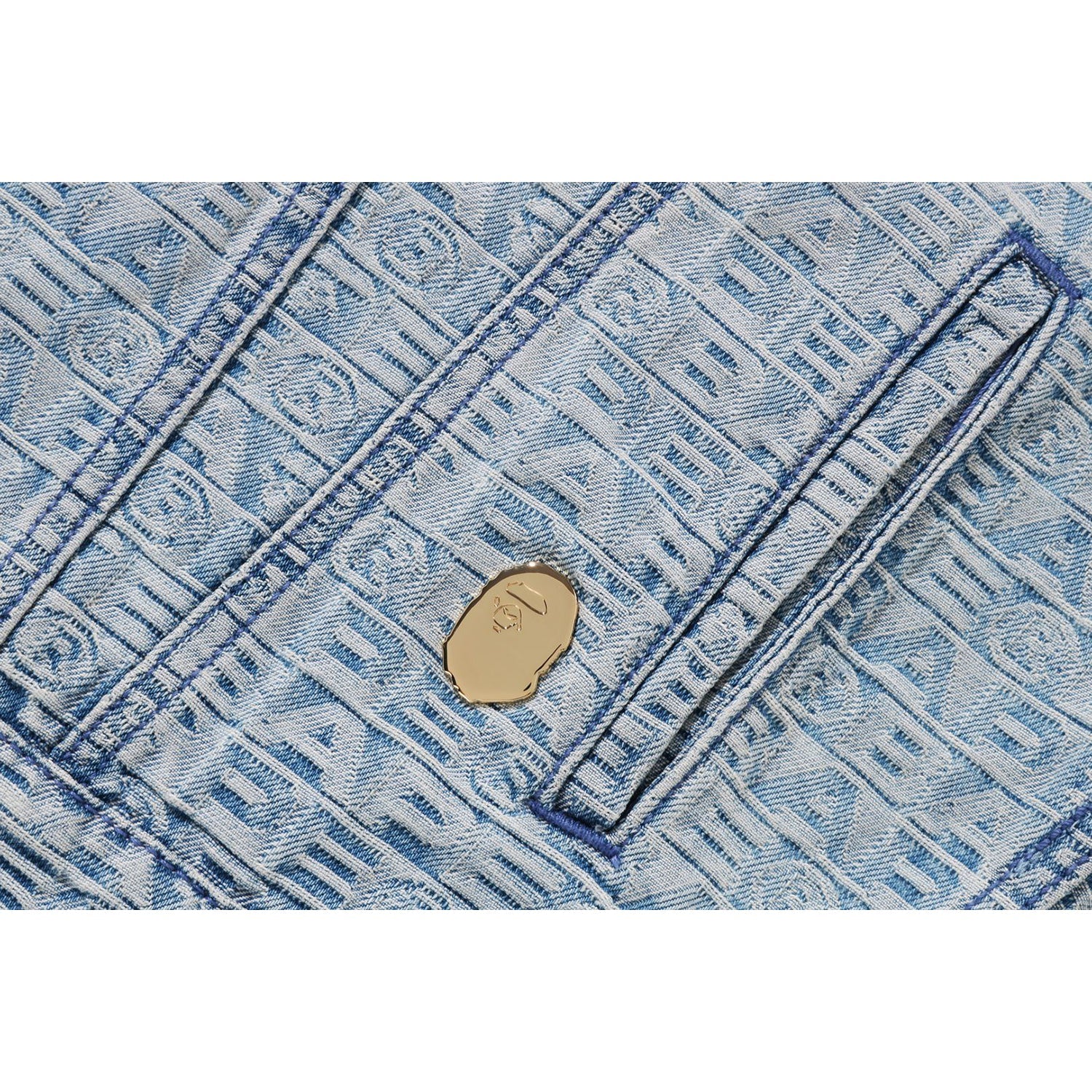LUX SPORT PATTERN JACQUARD 13OZ DENIM TRUCKER JACKET MENS - Image 3