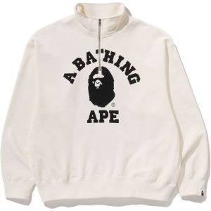 COLLEGE HALF ZIP RELAXED FIT CREWNECK SWEATSHIRT MENS