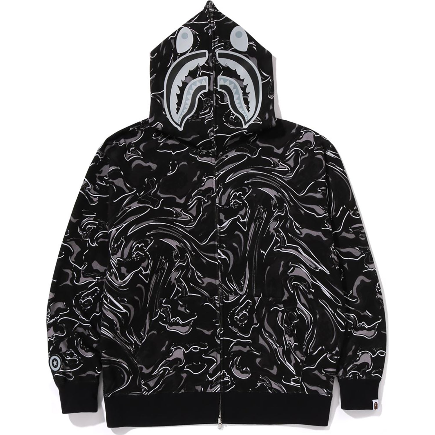 MARBLING CAMO SHARK RELAXED FIT FULL ZIP HOODIE MENS - Image 7