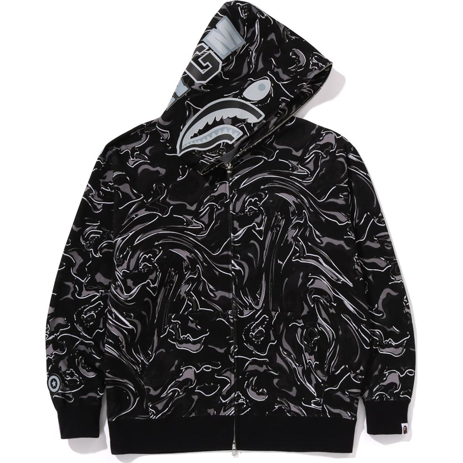 MARBLING CAMO SHARK RELAXED FIT FULL ZIP HOODIE MENS - Image 8