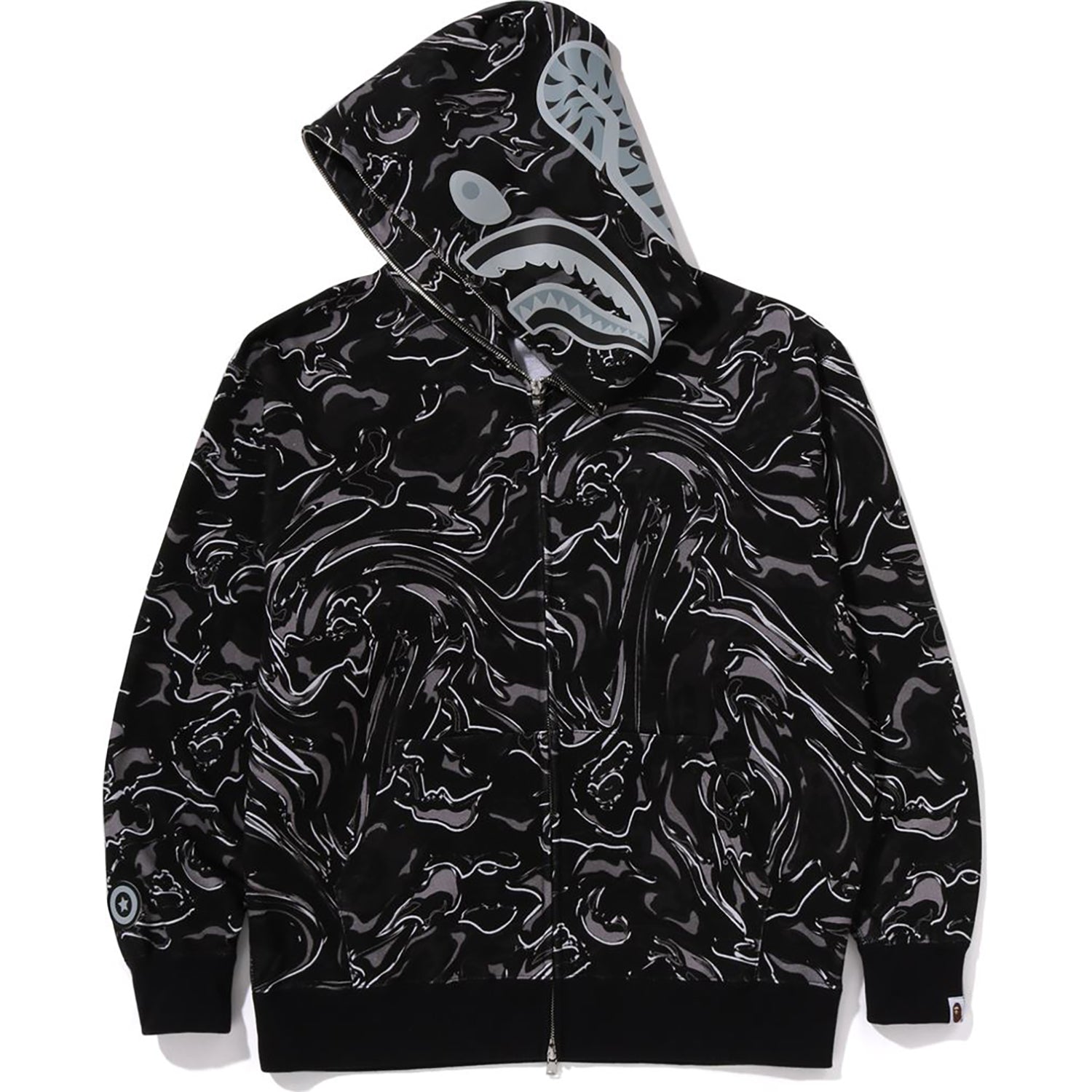 MARBLING CAMO SHARK RELAXED FIT FULL ZIP HOODIE MENS - Image 9