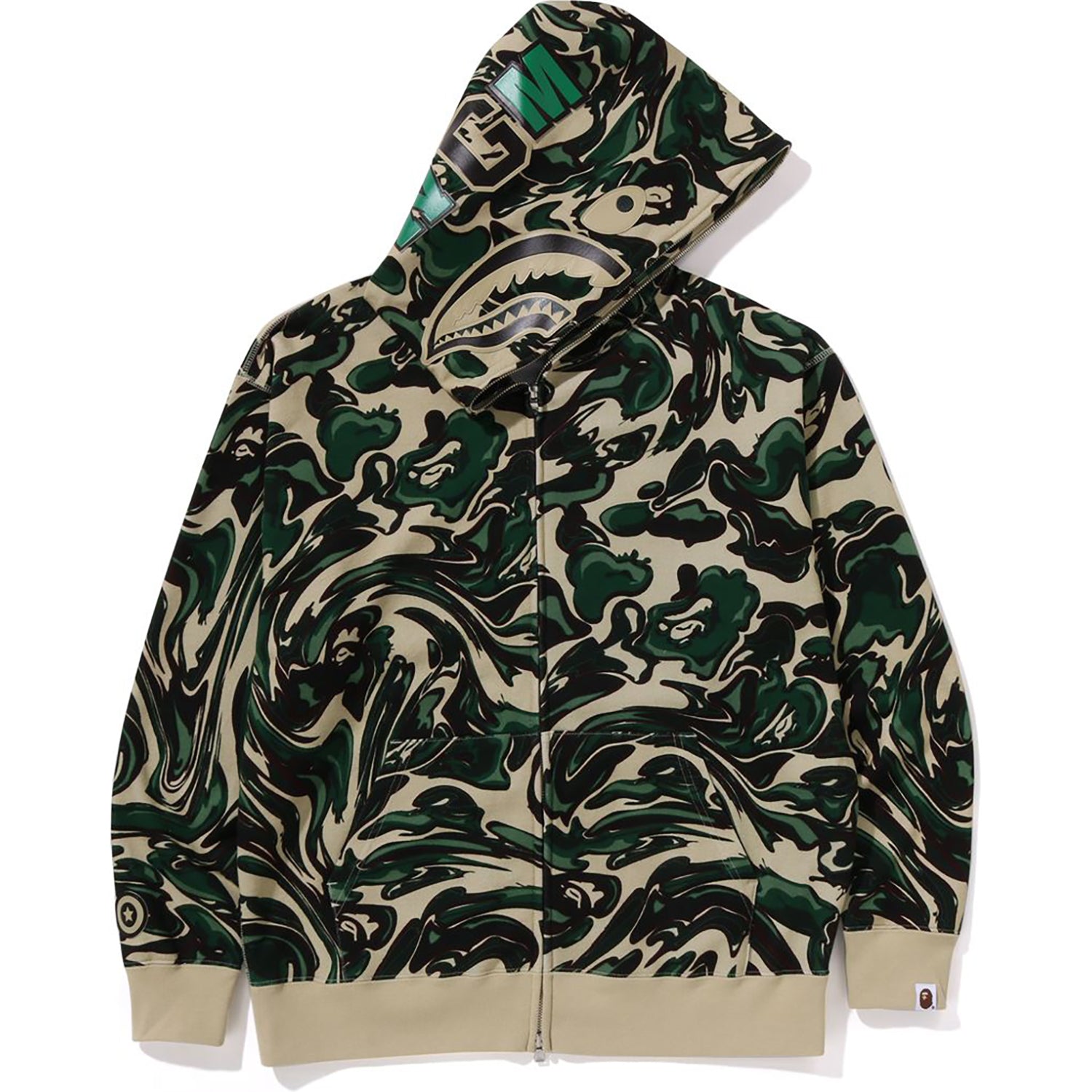 MARBLING CAMO SHARK RELAXED FIT FULL ZIP HOODIE MENS - Image 2
