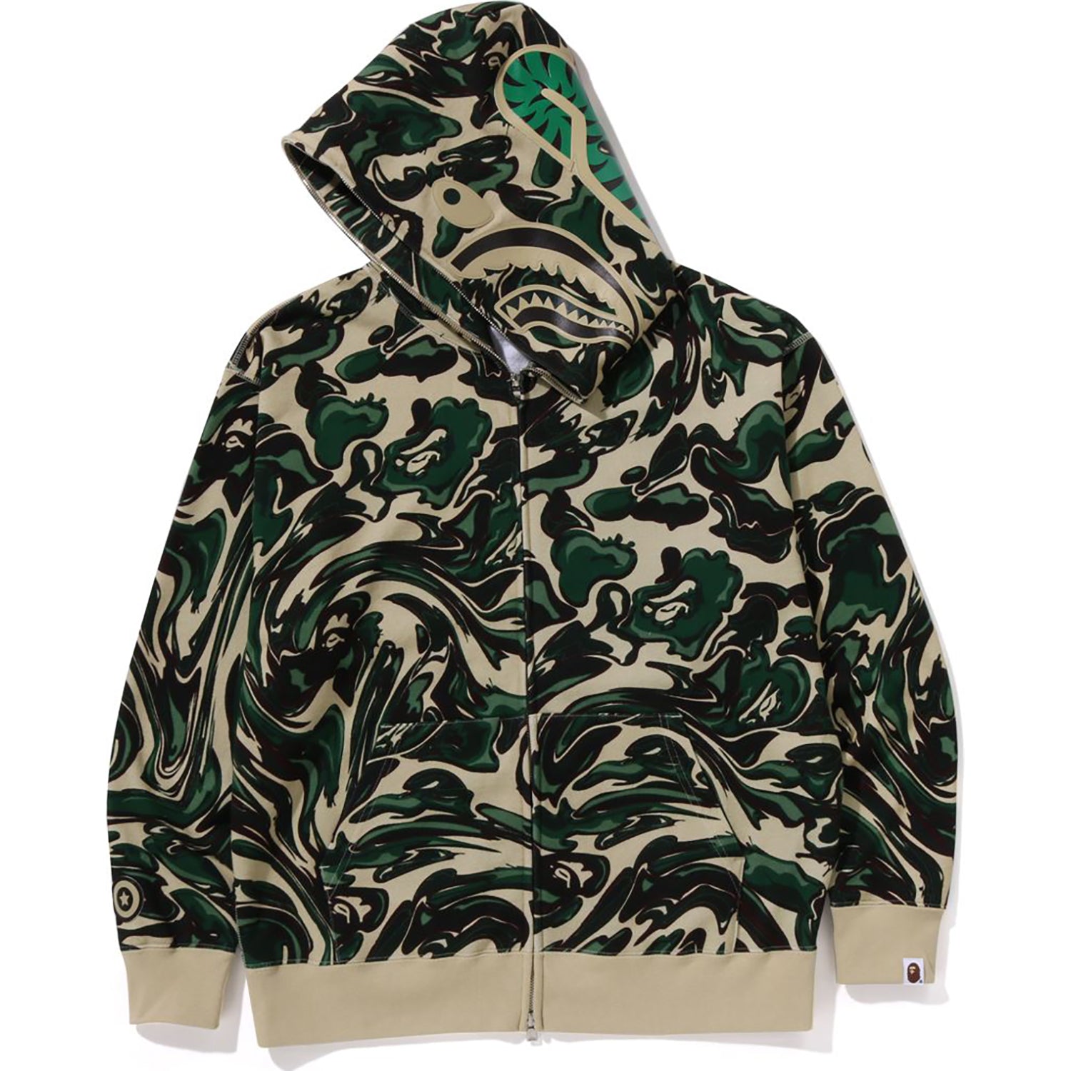 MARBLING CAMO SHARK RELAXED FIT FULL ZIP HOODIE MENS - Image 3