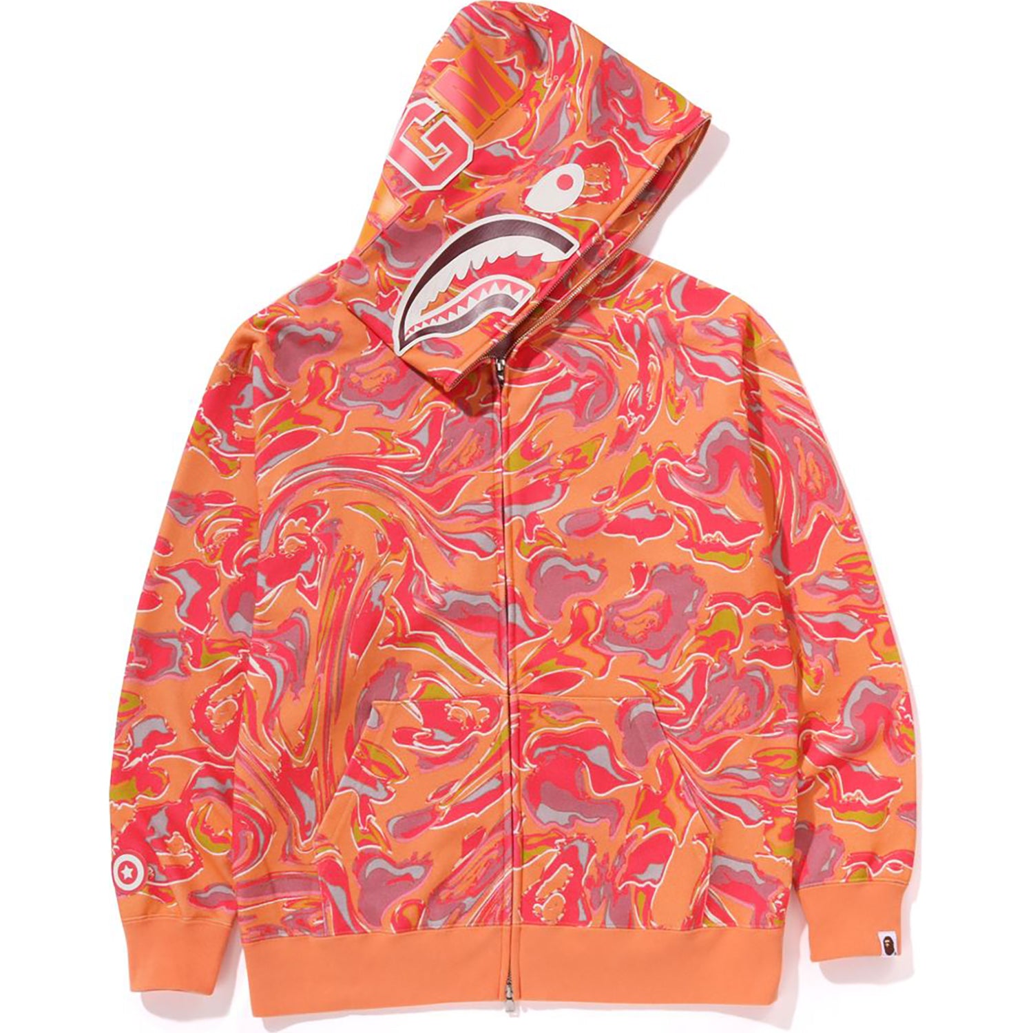 MARBLING CAMO SHARK RELAXED FIT FULL ZIP HOODIE MENS - Image 14