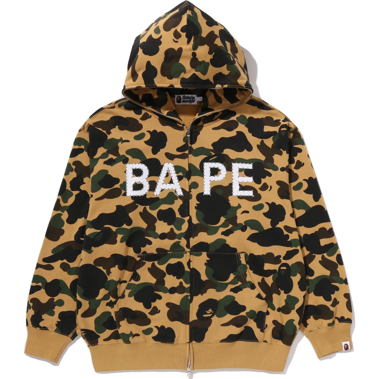 1ST CAMO BAPE LOGO RHINESTONE RELAXED FIT FULL ZIP HOODIE MENS - Image 4