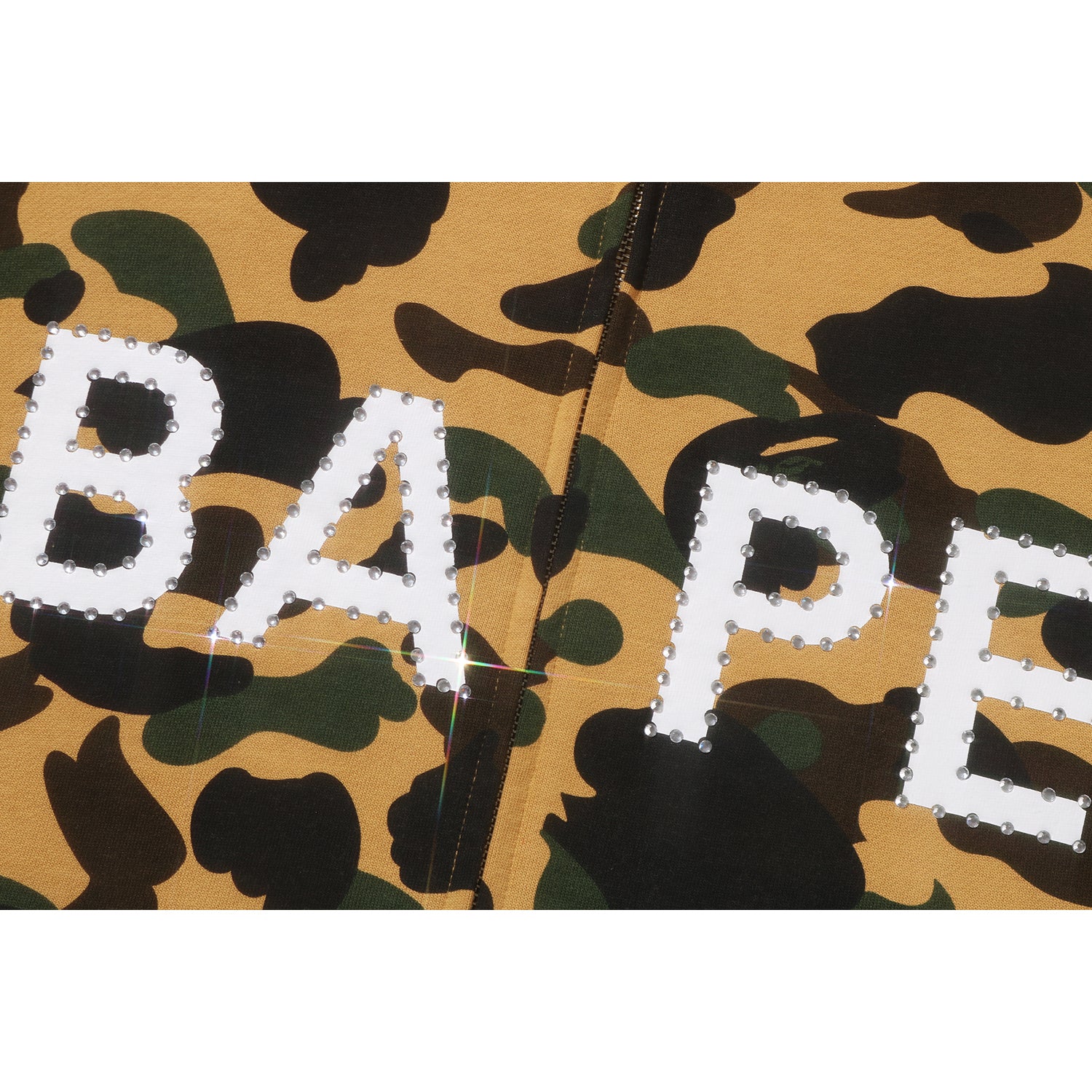 1ST CAMO BAPE LOGO RHINESTONE RELAXED FIT FULL ZIP HOODIE MENS - Image 6