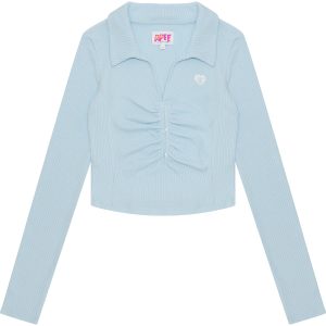 BUTTON UP CROPPED TOP L