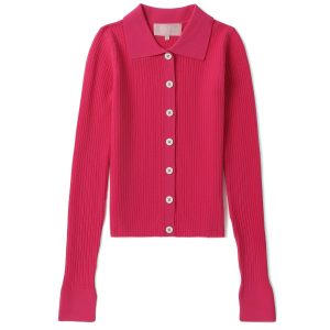 BAPY FLORAL BROOCH SLIM-FIT POLO CLR. CARDIGAN LADIES
